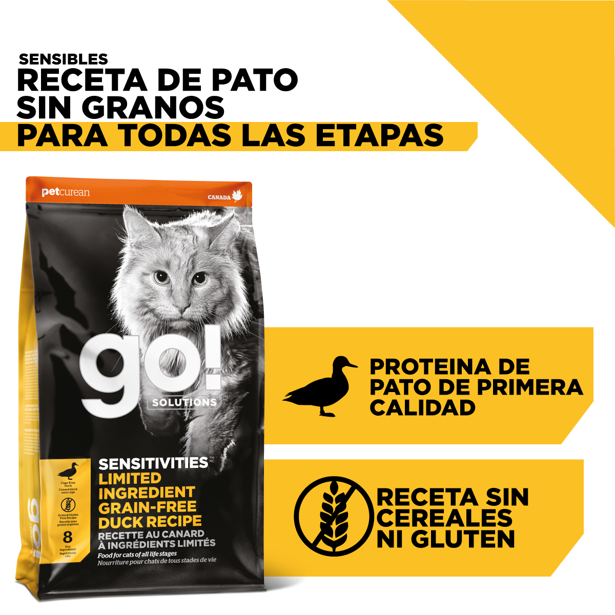 Go! Sensitivities Receta De Pato Para Gatos 3.7Kg