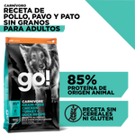 Go! Carnivore Receta De Pollo. Pavo Y Pato Para Perros Adultos 1.6Kg
