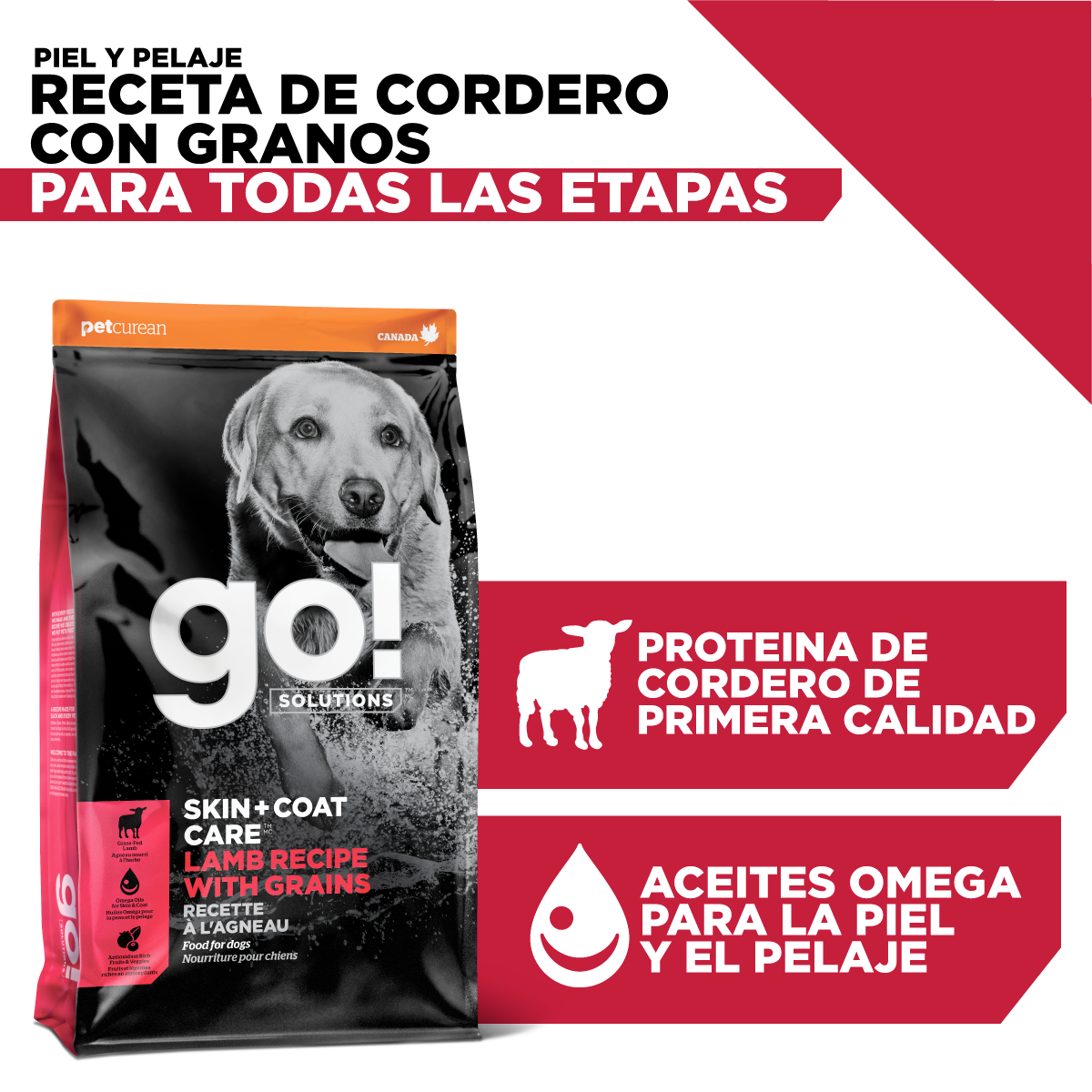 Go! Skin + Coat Receta De Cordero Para Perros 1.6Kg