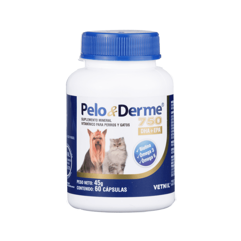 Suplemento para Perros y Gato Pelo y derme 750 60 capsulas