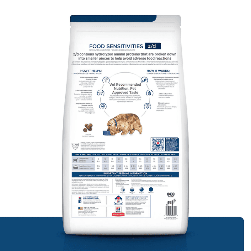 Comida para perro Hills Prescription Diet Sensibilidades alimentarias z/d 8 Lbs