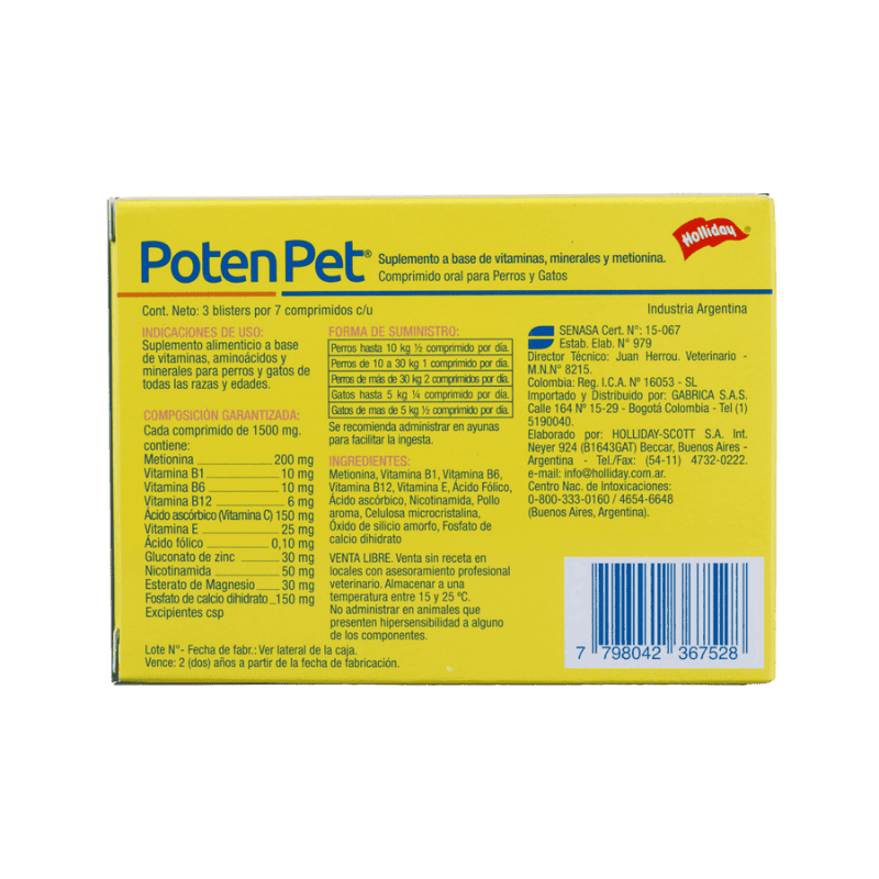 Biomodulador Poten Pet para Perros y Gatos 21 comprimidos