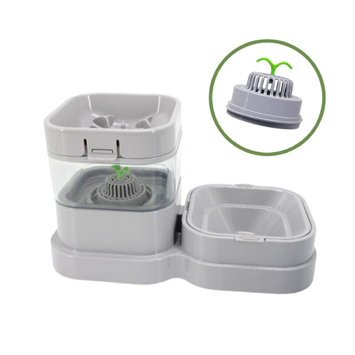 Alimentador Gris Automatico Mascotas 2En1