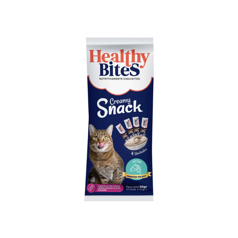 Snack Cremoso para Gato sabor Atún Healthy Bites 56 gr sobre por 4 unidades