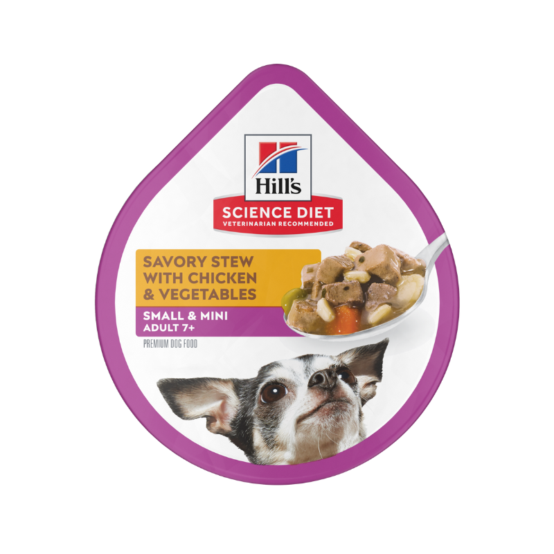 Alimento Húmedo para Perro Senior Hills Science Diet Adult 7+ Tray Raza Pequeña Estofado de Pollo y Vegetales 99 Gr