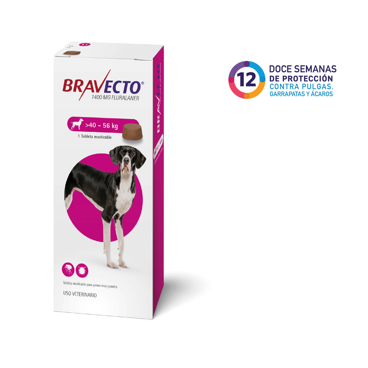 Bravecto 12 semanas (40 a 56) Antipulgas y garrapatas