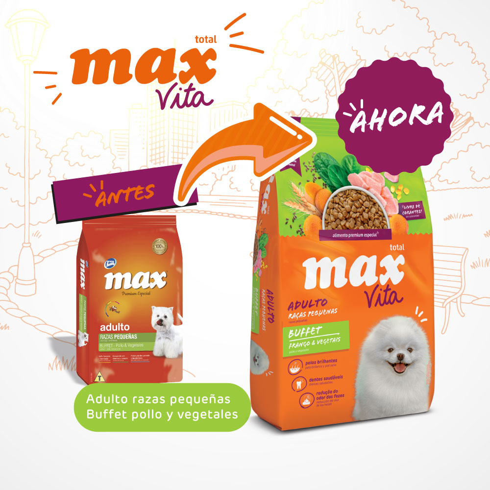 Comida Para Perro Max Vita Adulto Buffet Razas Pequeñas Pollo y Vegetales 1kg