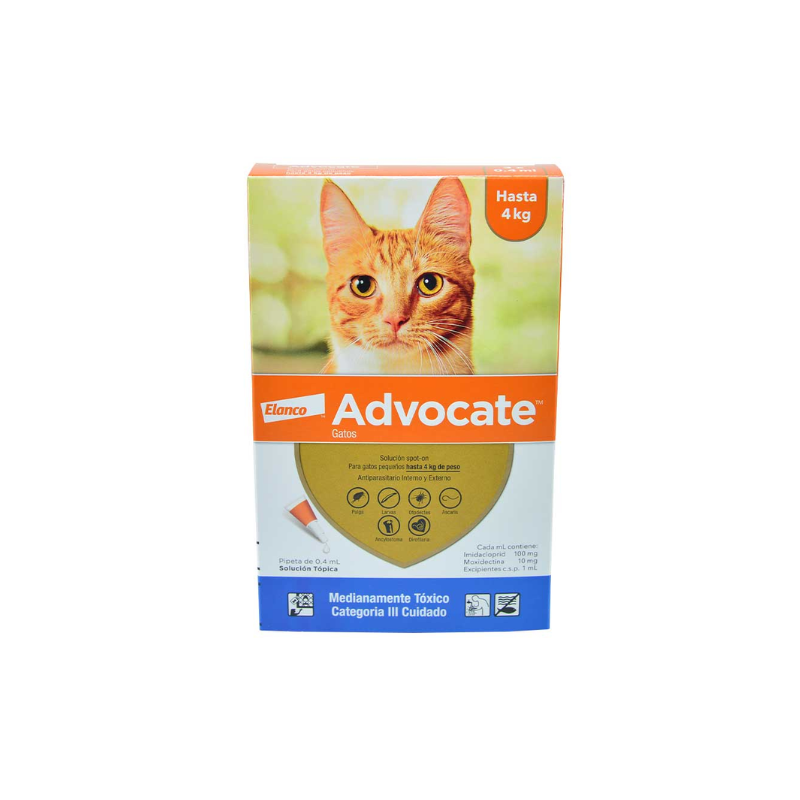 Advocate Gatos 3 pipetas x 0.4 Ml Hasta 4 kg