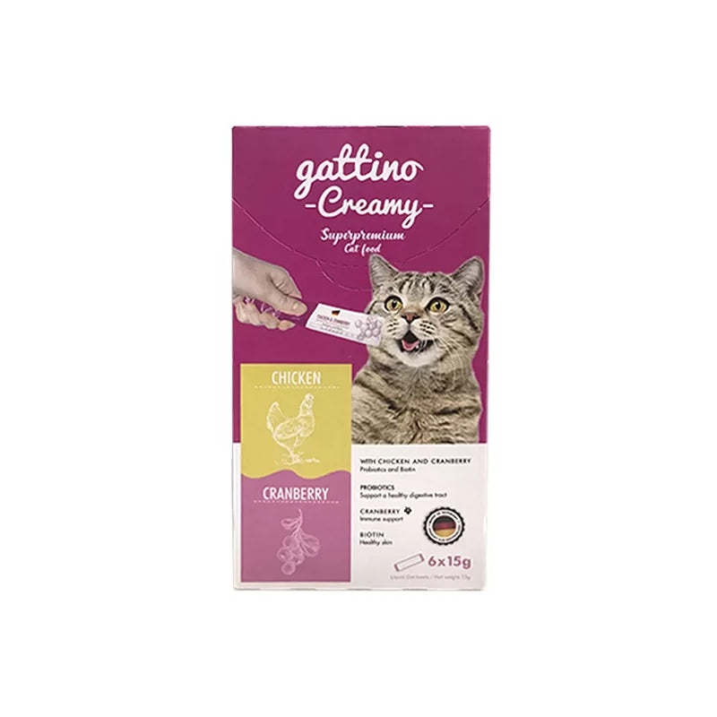 Descubre nuestra deliciosa golosina para gatos, elaborada con pollo real y ingredientes frescos y saludables. Esta golosina innovadora está diseñada para hacer que la hora de los premios sea el mejor momento del día para ti y tu gatito. Con una textura ideal para lamer, es perfecta para recompensar a tu felino o para usar como aderezo en alimentos húmedos y secos.