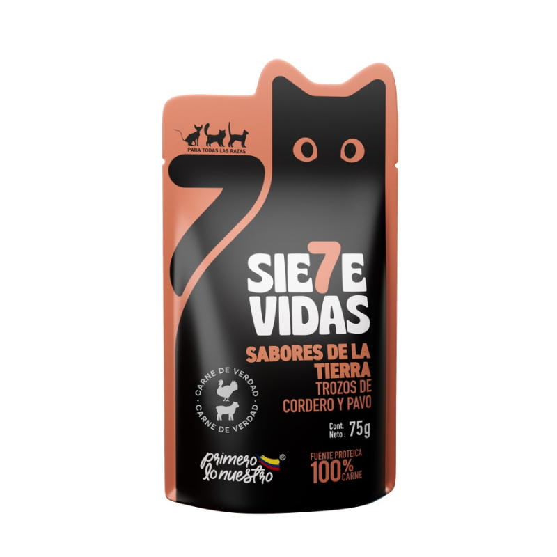 7 Vidas Trozos Pouch x 75 g para Gatos Adultos