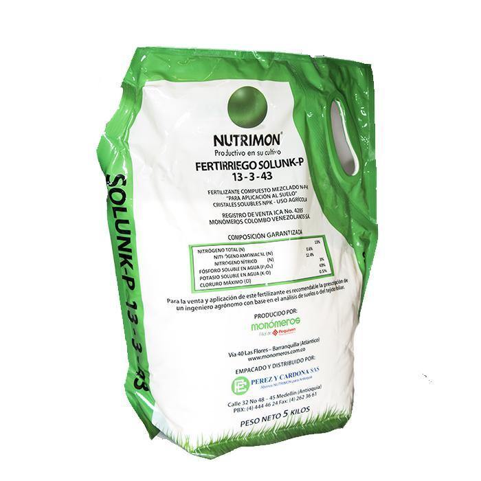 Fertirriego Solunk-P (13-3-43) x 5 kg|Nutrimon