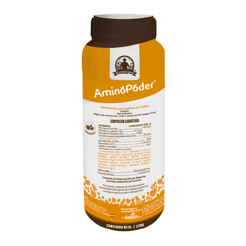 Revitaliza tus cultivos con AminoPoder, un bioestimulante líquido diseñado para aplicación foliar y radicular en diversos sistemas, incluyendo pulverización, riego por goteo, aspersión y cultivos hidropónicos. Su formulación, derivada de la hidrólisis enzimática de proteínas vegetales, proporciona una solución rica en aminoácidos libres, esenciales para el crecimiento óptimo de tus plantas.