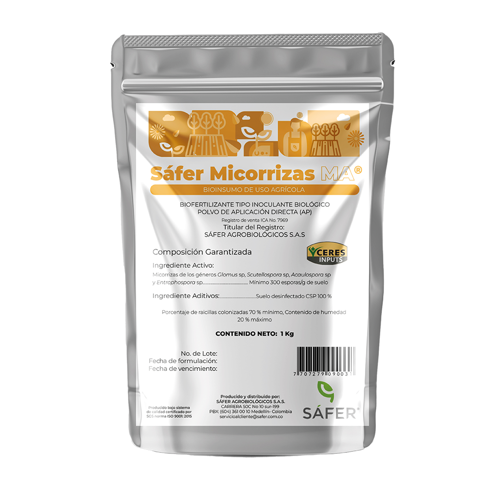 Sáfer Micorrizas M.A es el bioestimulante radicular revolucionario que maximiza la productividad de tus plantas y reduce la necesidad de fertilizantes, brindando una alternativa más eficiente y respetuosa con el medio ambiente.
