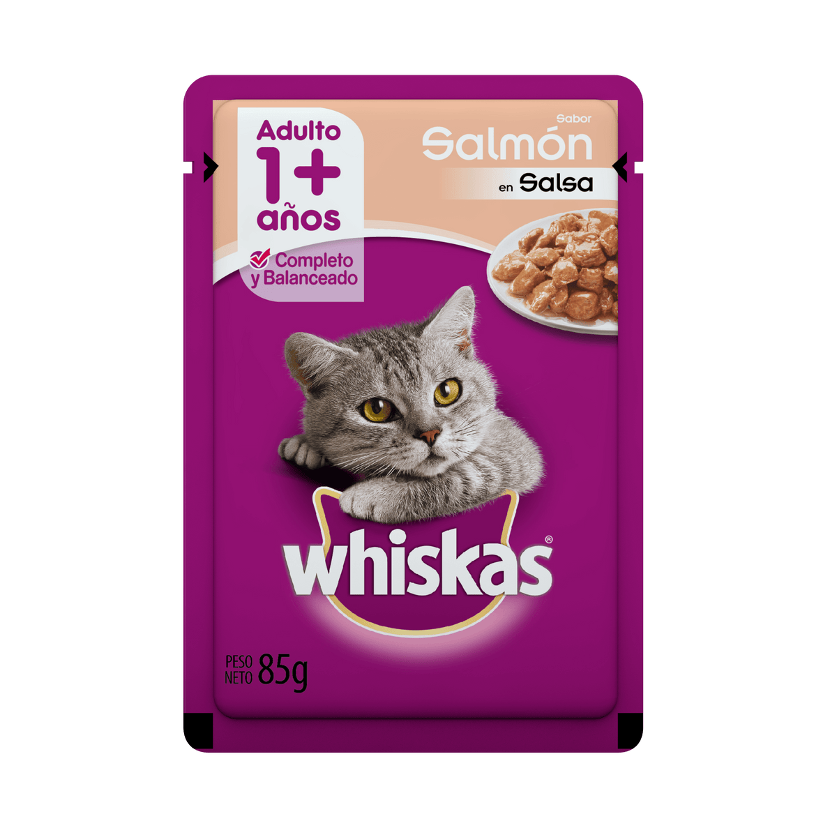 ¡Deleita a tu gato con Whiskas Pouch Salmón en salsa! Cada pouch de 85 gramos está lleno de ricos y apetitosos trocitos de salmón, bañados en una deliciosa salsa que hará que tu felino se vuelva loco de gusto. Ideal para gatos con un paladar exigente, este alimento húmedo proporciona una textura irresistible y un sabor que ningún gato podrá resistir.
