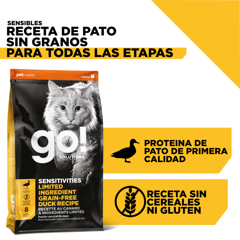 GO! SENSITIVITIES receta de Pato para Gatos 3.7kg