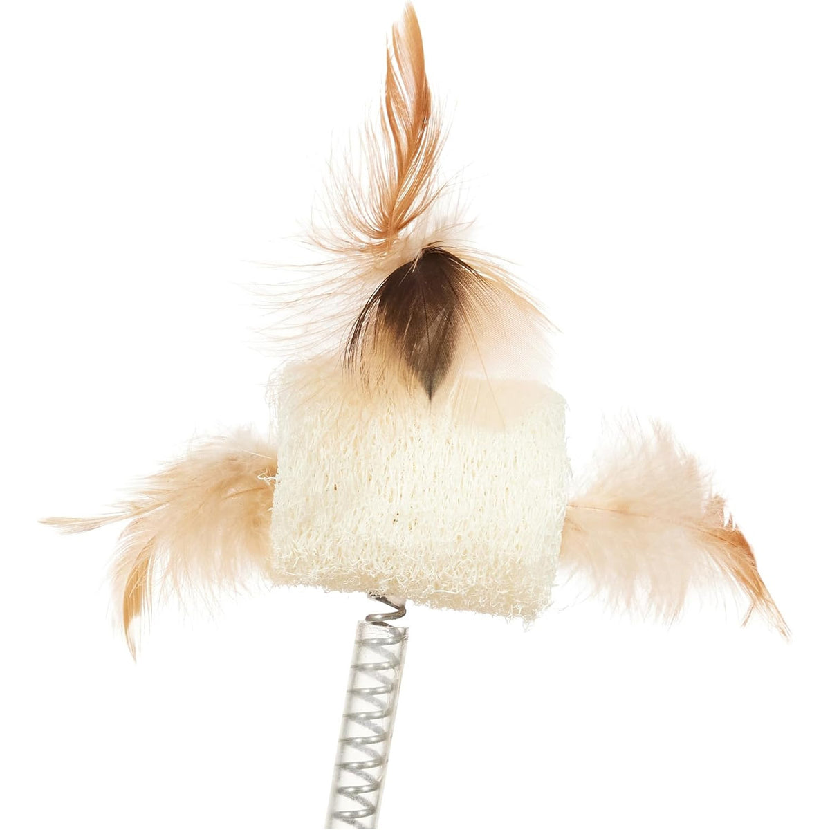 Rascador tambaleante con plumas y catnip para gatos
