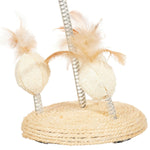 Rascador tambaleante con plumas y catnip para gatos