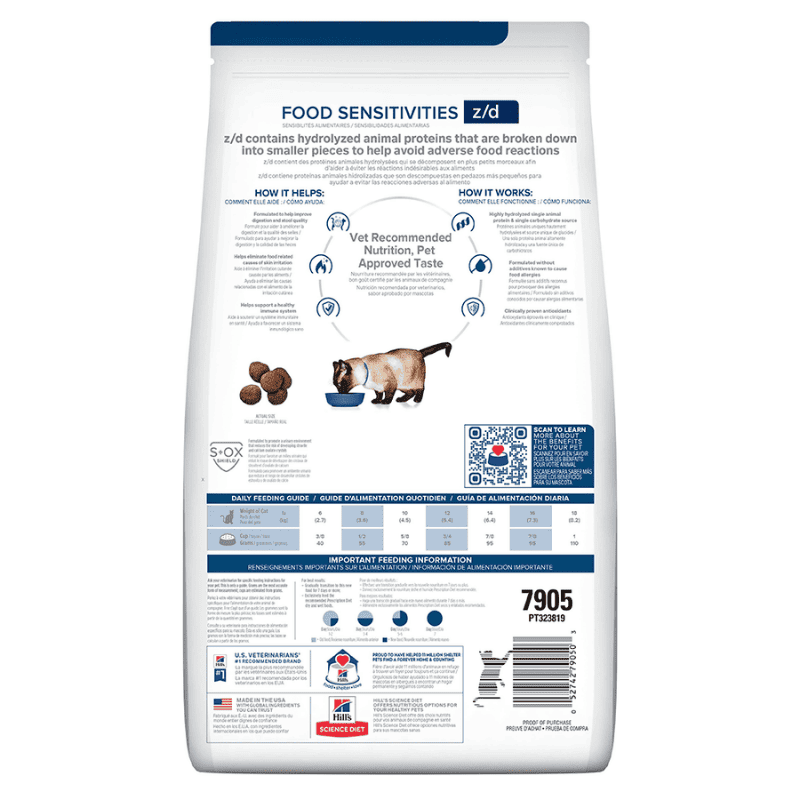 Comida para gato Hills Prescription Diet Sensibilidades alimentarias z/d - 4 Lbs