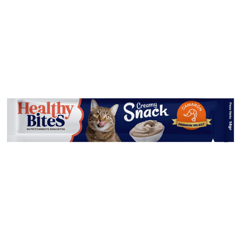 Snack Cremoso para Gato sabor Camarón Healthy Bites 56 gr sobre por 4 unidades