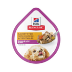 Alimento Húmedo para Perro Cachorro Hills Science Diet Tray Adult Raza Pequeña Estofado de Pollo y Vegetales 99 Gr