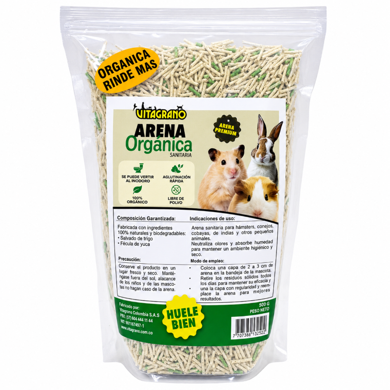 Arena Organica Para Hamster X 500 Gr