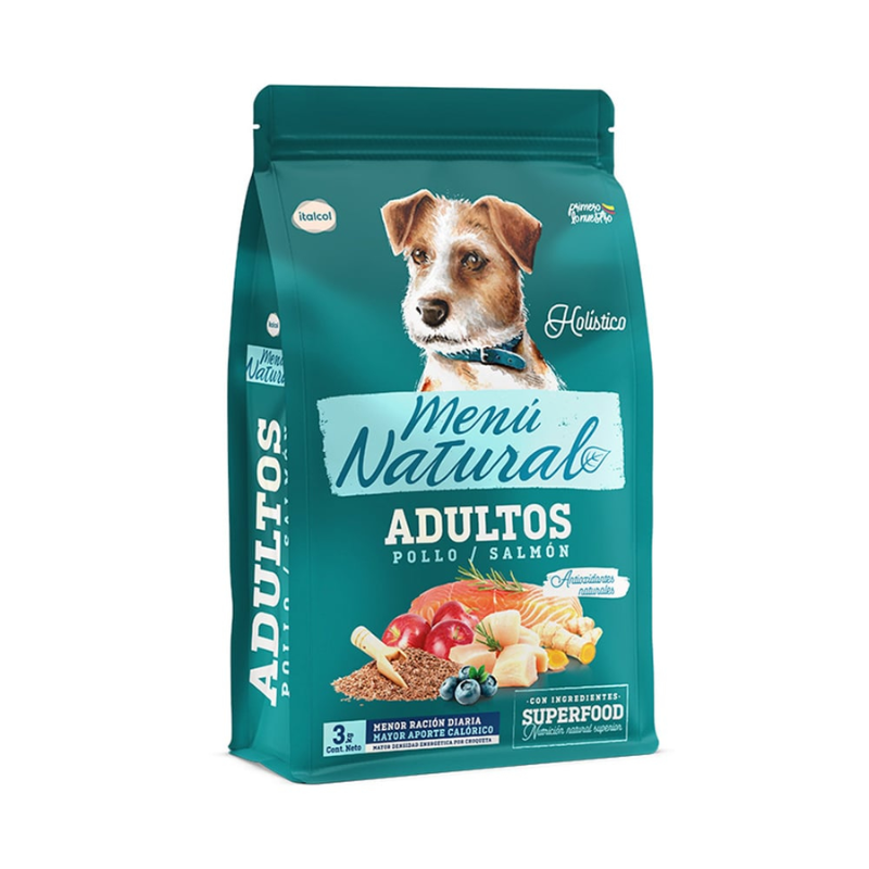 Menú Natural para Perros Adultos sabor a Pollo y Salmón