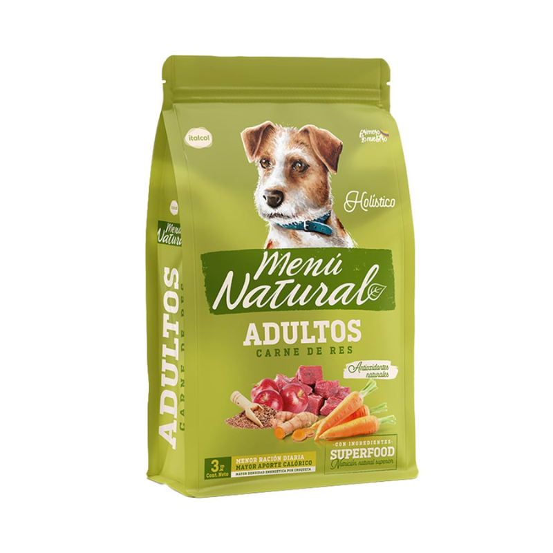 Menú Natural para Perros Adultos sabor a Carne de Res