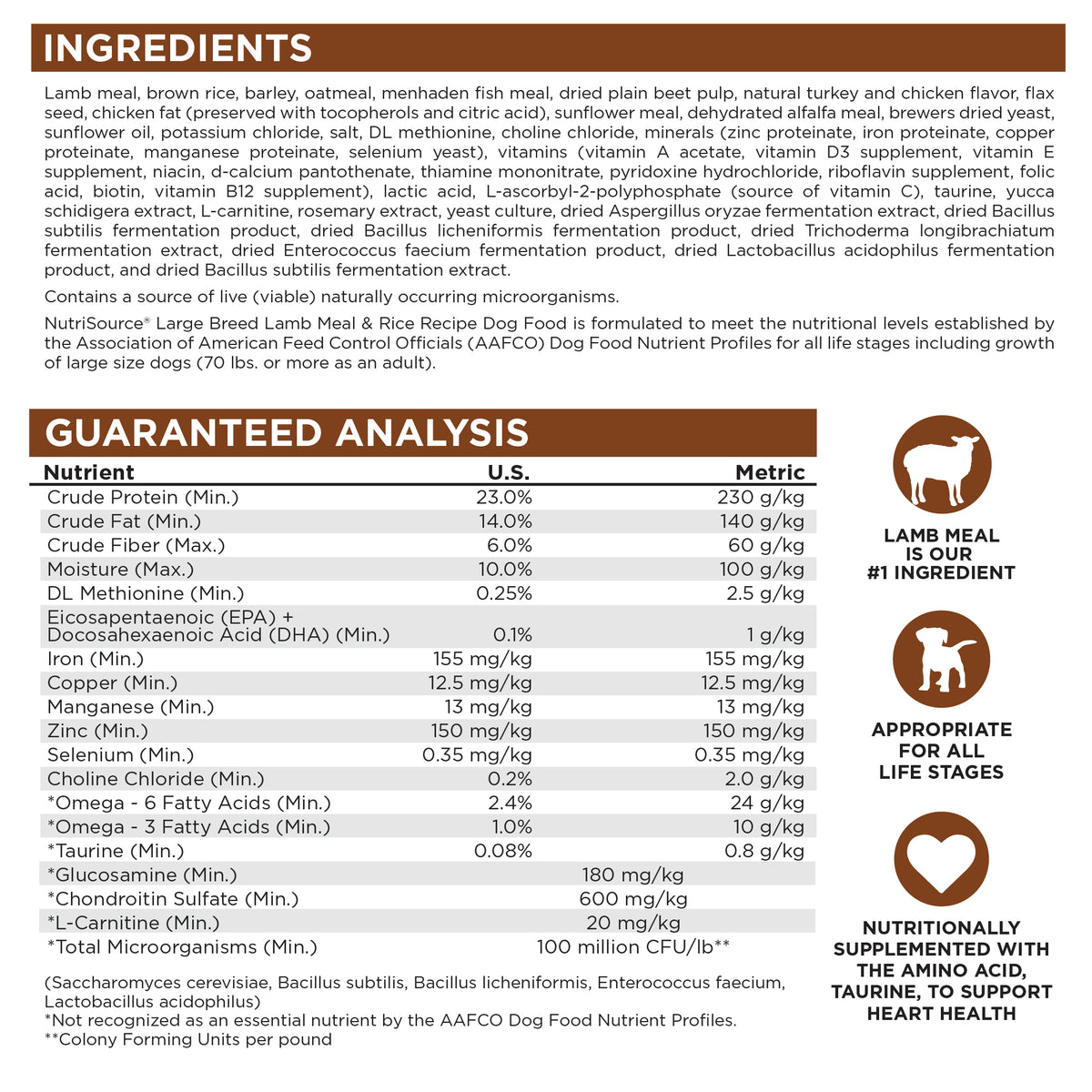 NutriSource Adulto Perro Raza Grande Cordero y Arroz