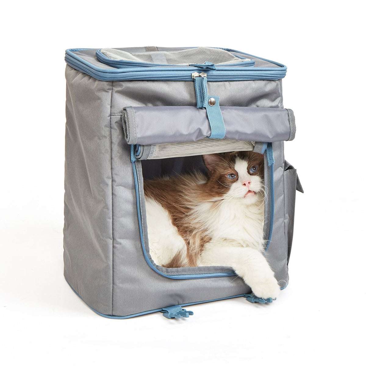 Mochila Transportadora Gris/Azul