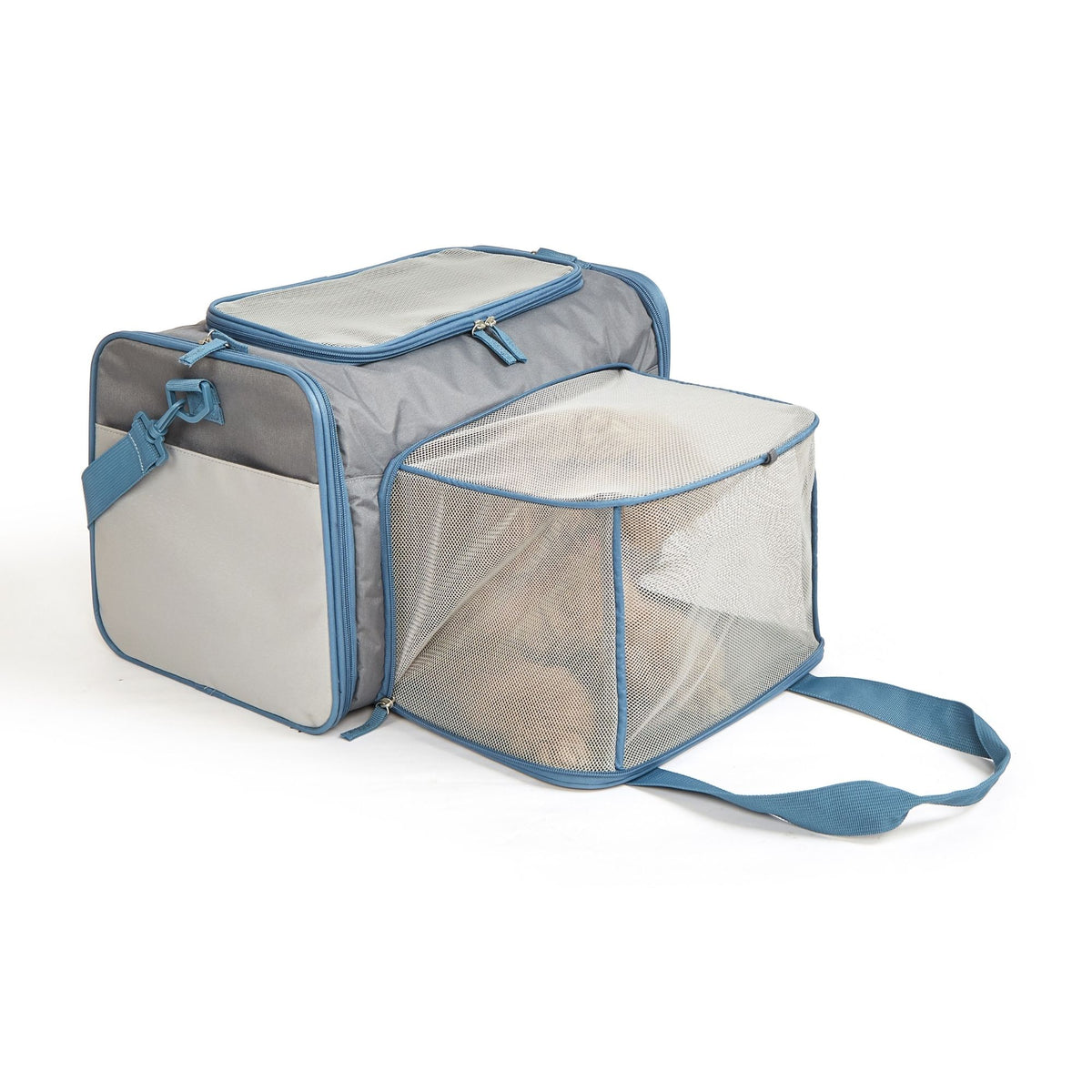 Bolso Expandible Y Plegable Gris/Azul