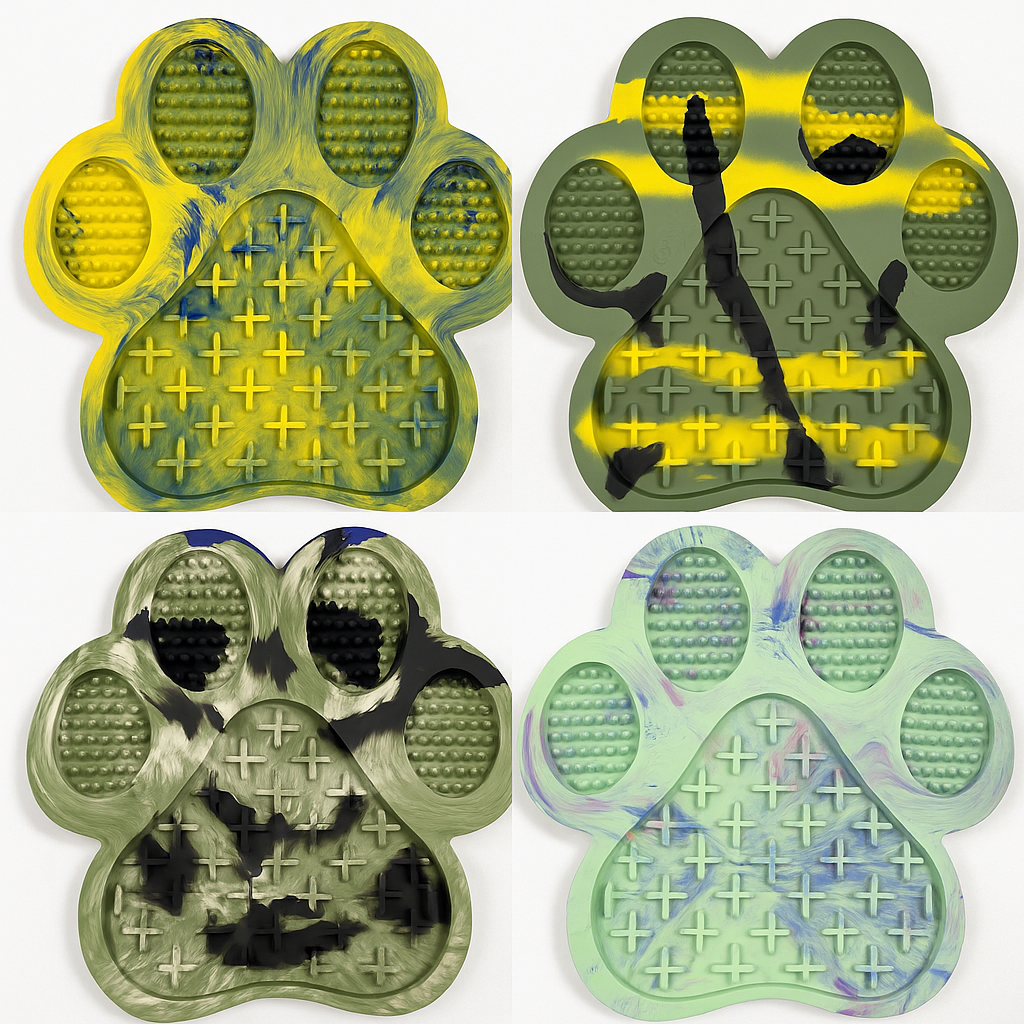 Kit 4 tapetes en forma de huella para mascotas (Colores surtidos)