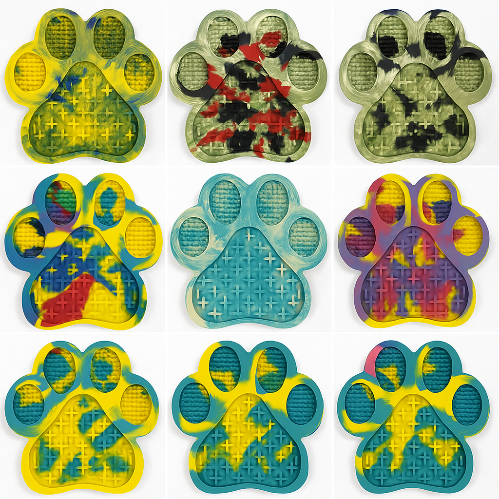 Kit 4 tapetes en forma de huella para mascotas (Colores surtidos)