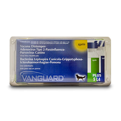 Vacuna Perro Vanguard 5/L Parvo-Triple x 1 Dosis Parvovirus. Moquillo y Hepatitis