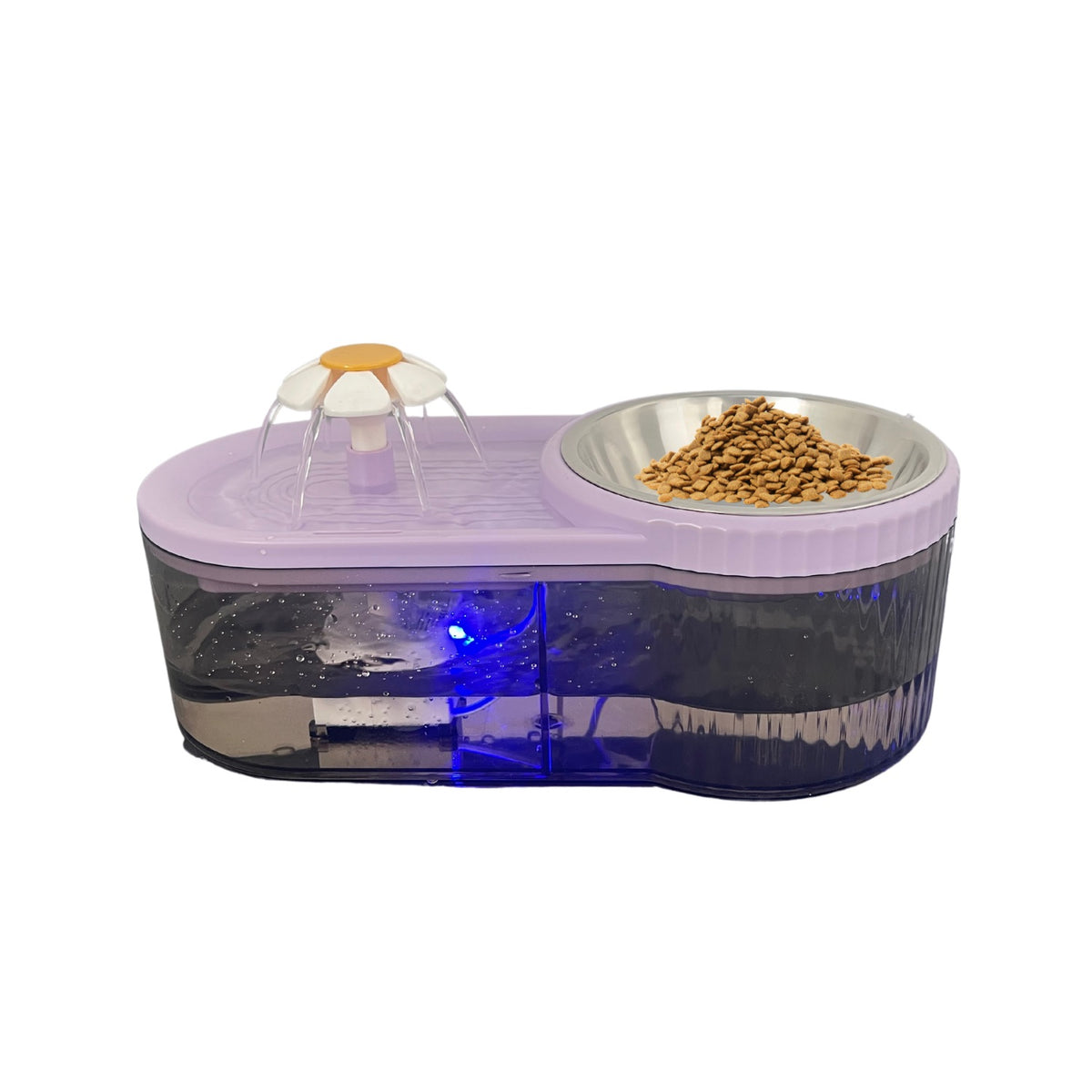 Fuente de agua con flor y comedero para Gatos