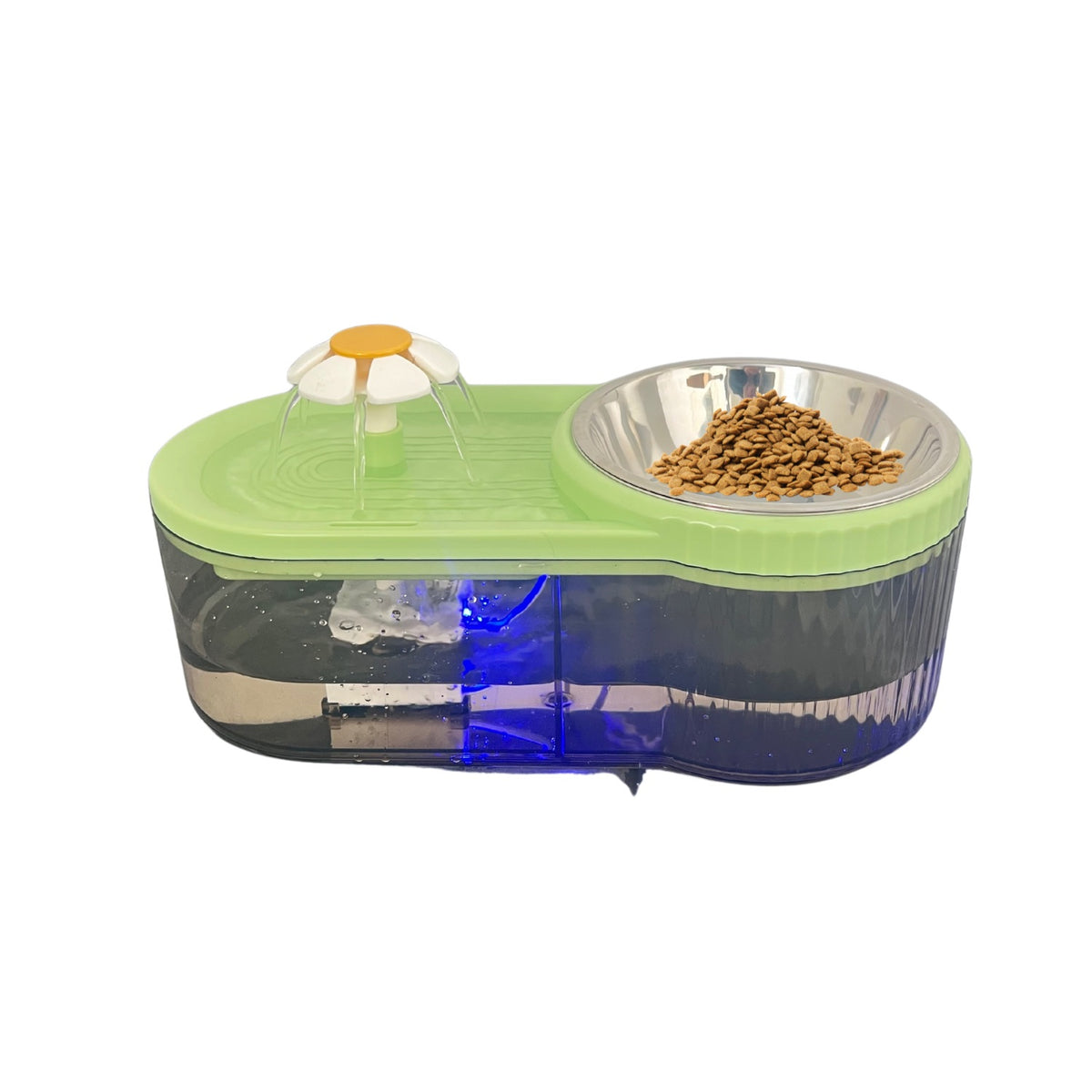 Fuente de agua con flor y comedero para Gatos