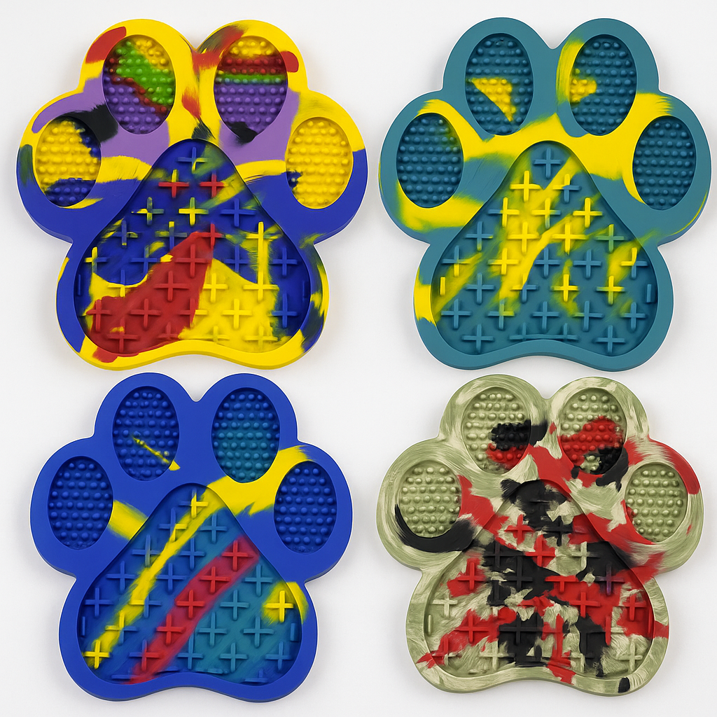 Kit 4 tapetes en forma de huella para mascotas (Colores surtidos)