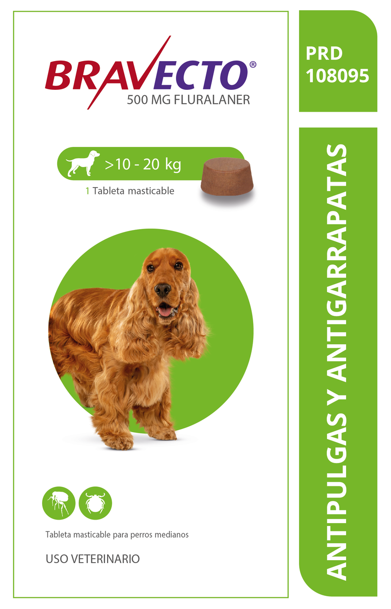 Bravecto perro 500 mg (10 a 20 kg)|Intervet Msd