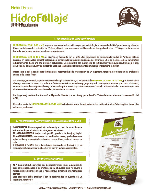 HidroFollaje 30-10-10 (25 kg) | Fertilizantes Agro |  | Tierragro Colombia || Tierragro Medellin | |Envios en 24 horas Area Metropolitana | (5557575254166)