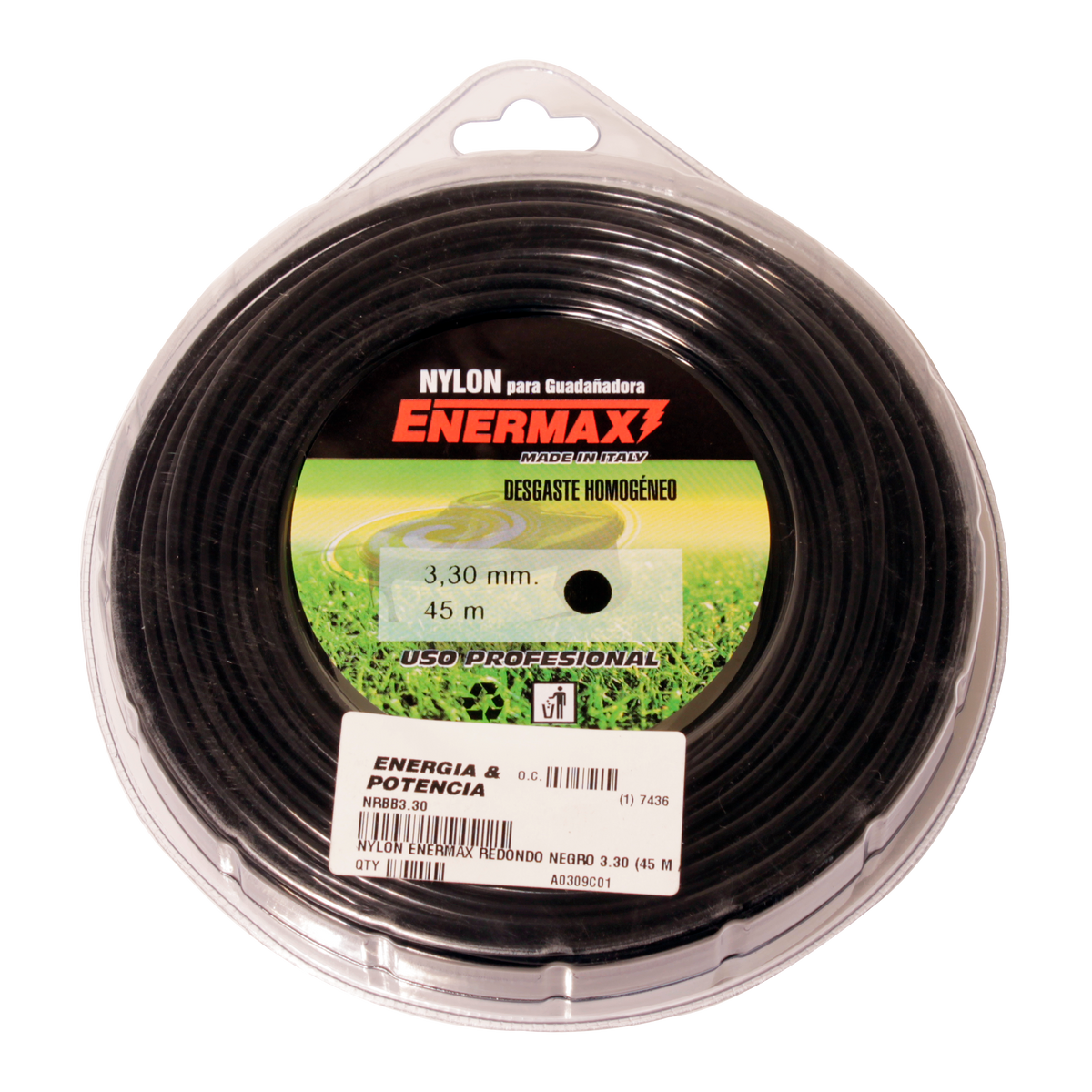 Nylon Para Guadañadora Redondo Negro 3.30Mm (45Mt)Blister